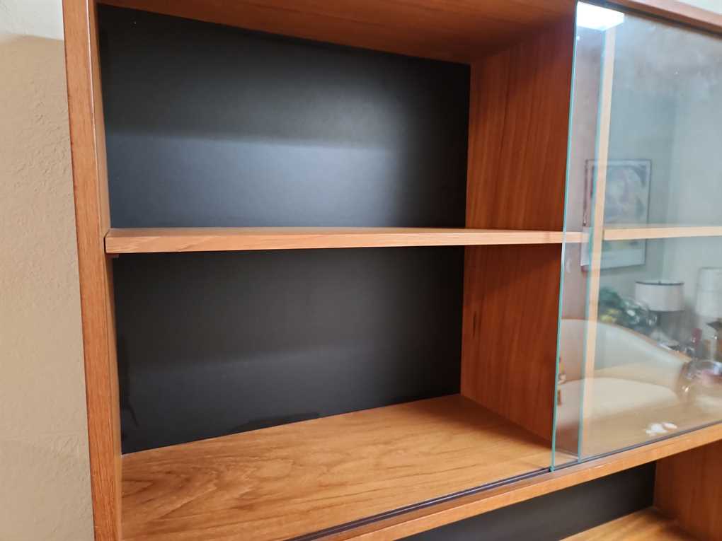 Teak Hutch with Sliding Glass Doors