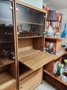 Teak Wall Unit w/ Dropdown Bar