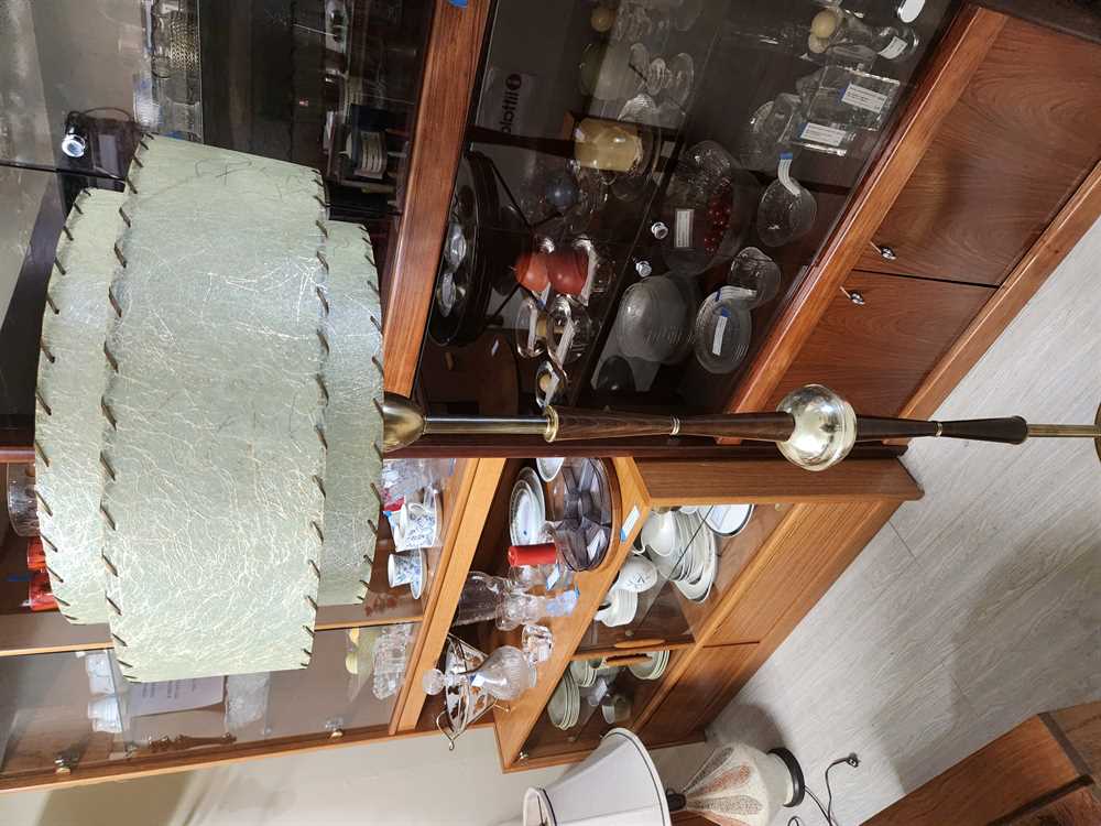 Walnut & Brass Floor Lamp w/ Atomic Shade