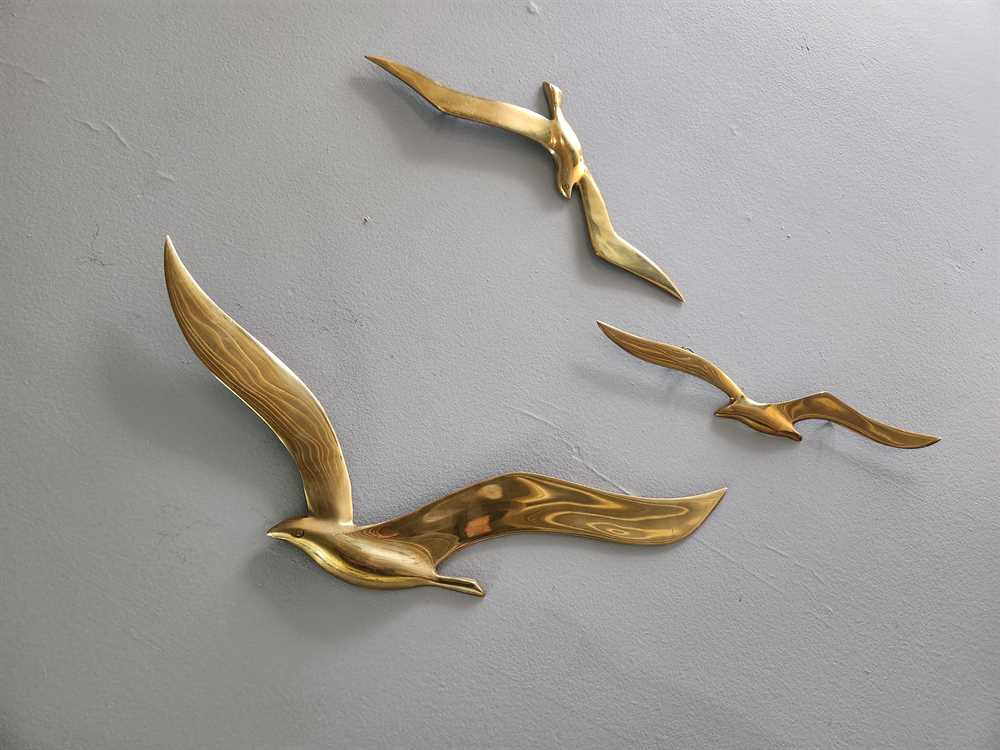 Brass Seagull Wall Hangings Set of 3