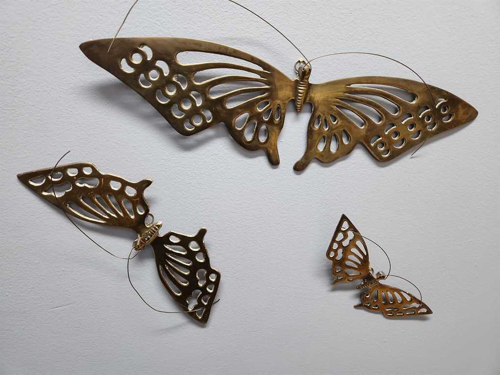 Set of 4 Brass Butterfly Wall Hangings