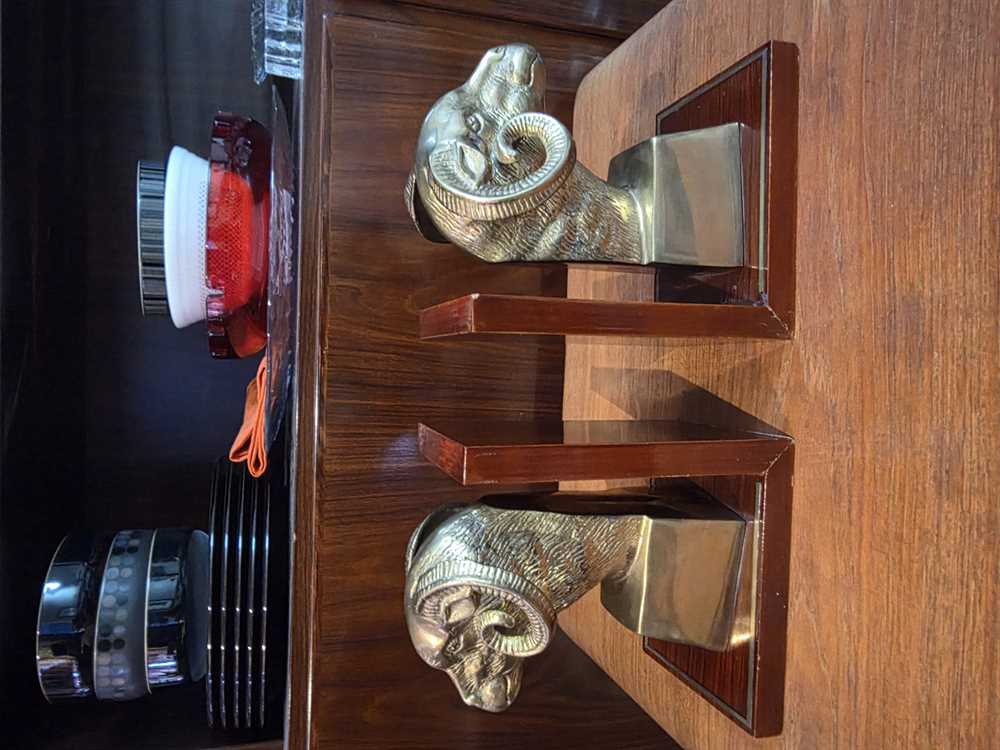 Pair of Big Horn Ram Brass Bookends