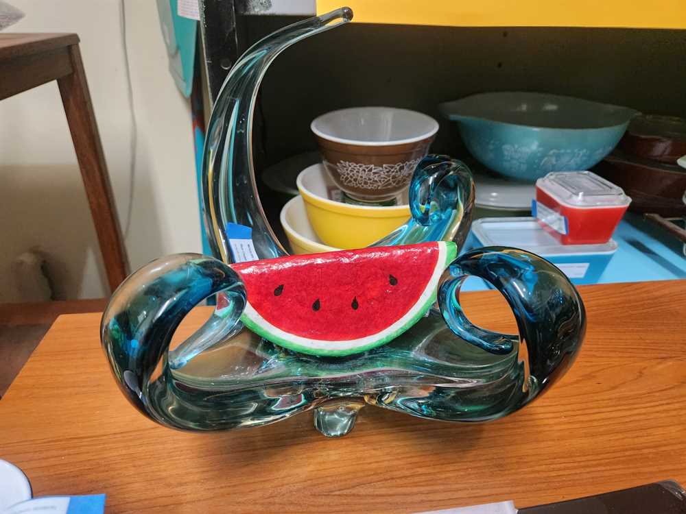 Blue Chalet Glass Basket/Centerpiece