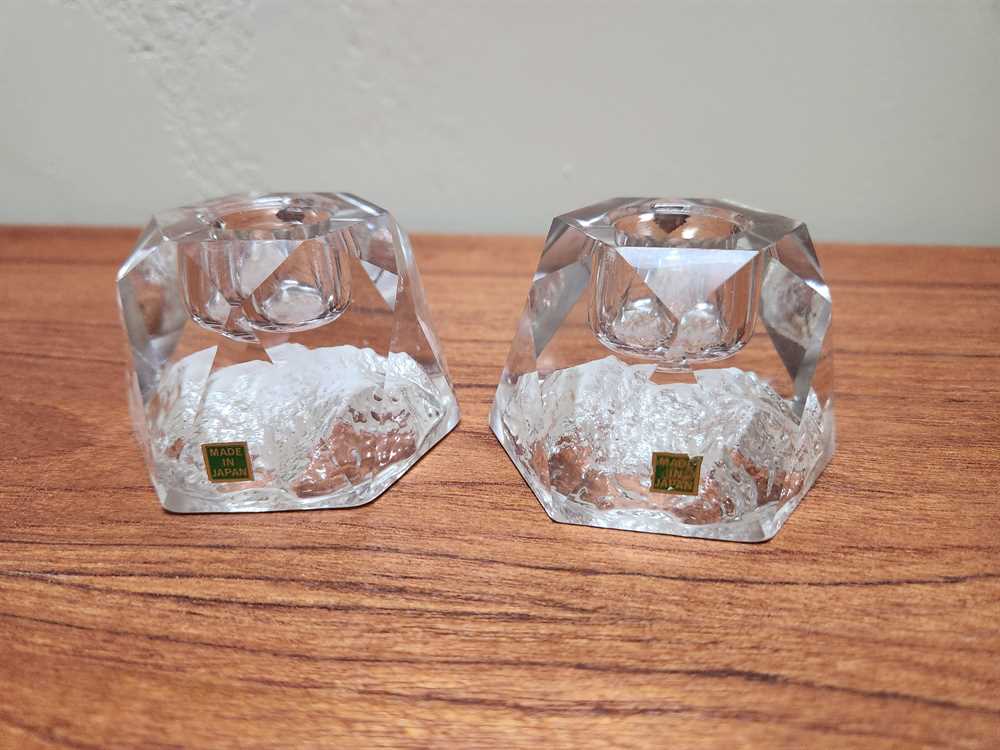 Pair of Toya Japan Crystal Mountain Votive Holders