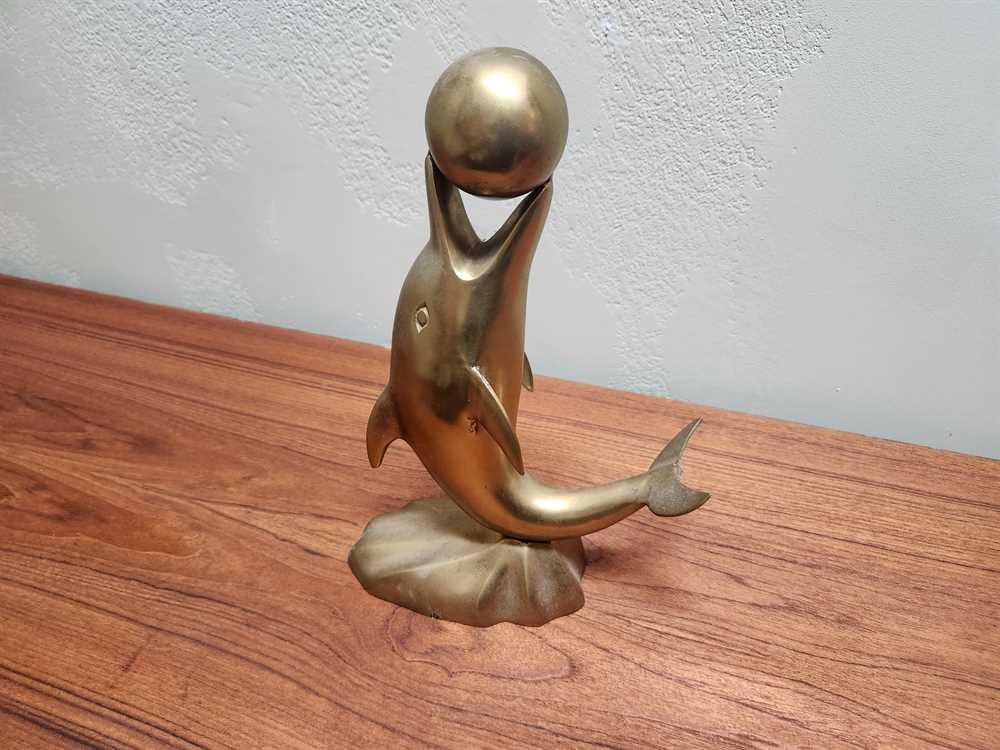 Large Brass Dolphin Balancing Ball