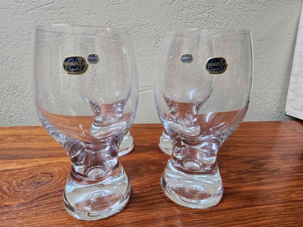 Set of 4 Bohemian Crystal Beer Glasses