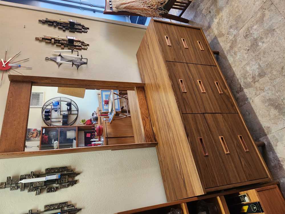 9 Drawer Teak Dresser w/ Mirror