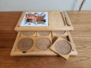 1970's Cheeseboard with Coasters.