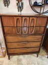 1970 Vic Art 5 Drawer Walnut Tall Boy Dresser by Victoriaville