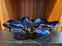 Continental Glass Blue/Amber Basket / Ashtray