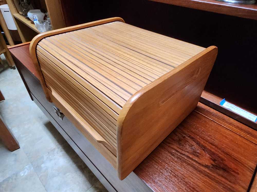 Vintage Teak Rolltop Desk Organizer