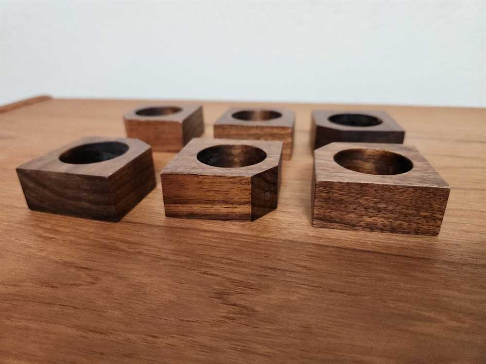 Set of 6 MCM Walnut Napkin Rings