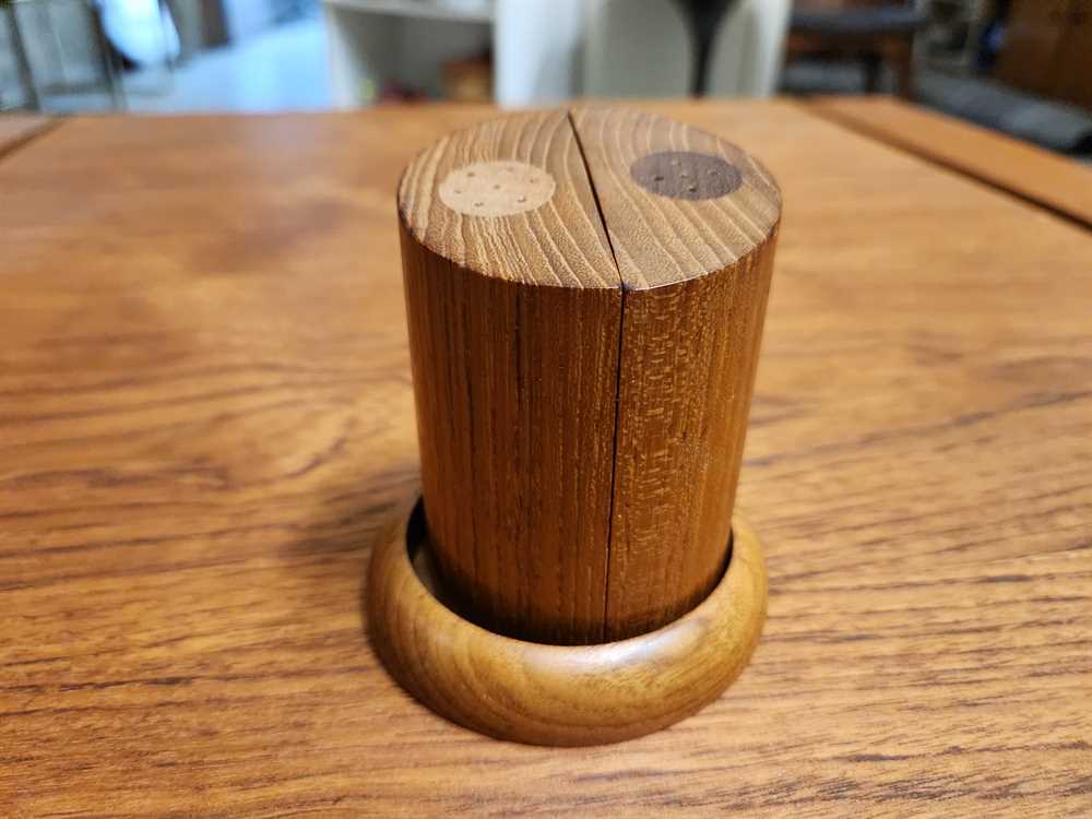 Danish Teak Salt and Pepper Shakers w/ Charger Plate