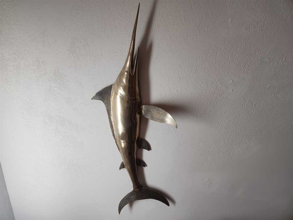 Large Brass Swordfish Wall Hanging