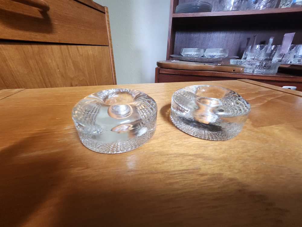 Pair of Kronljus Reijmyre Glasbruk Votive Holders