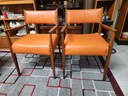 Teak arm chair - new foam and orange leather