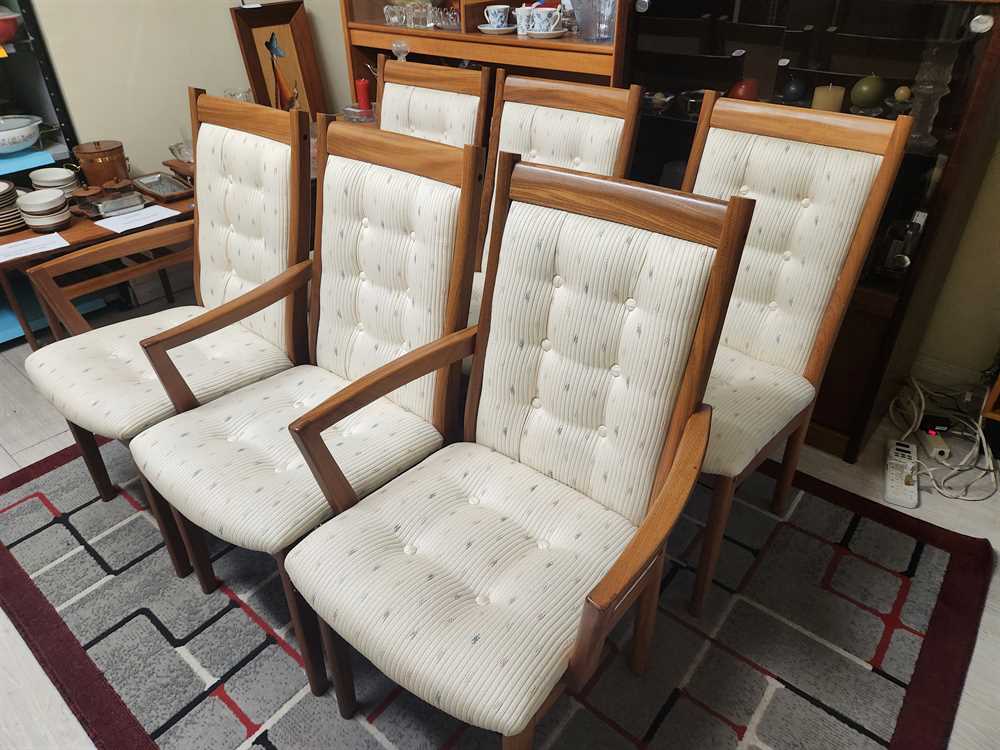 Nordic Furniture Canada Teak Highback Dining Chairs - Set of 6  w/ 2 Armchairs