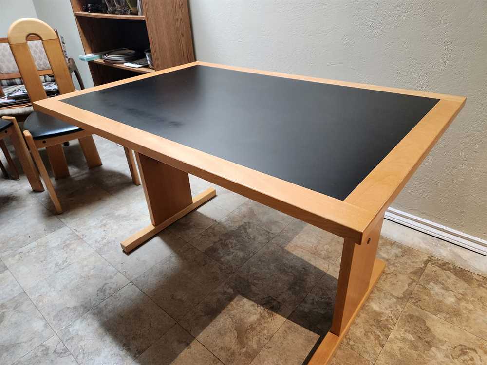 Gangso Mobler Denmark Beech & Black Linoleum Tile Dining / Kitchen Table