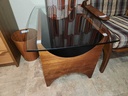 RS Associates Teak and Glass Top Side Table