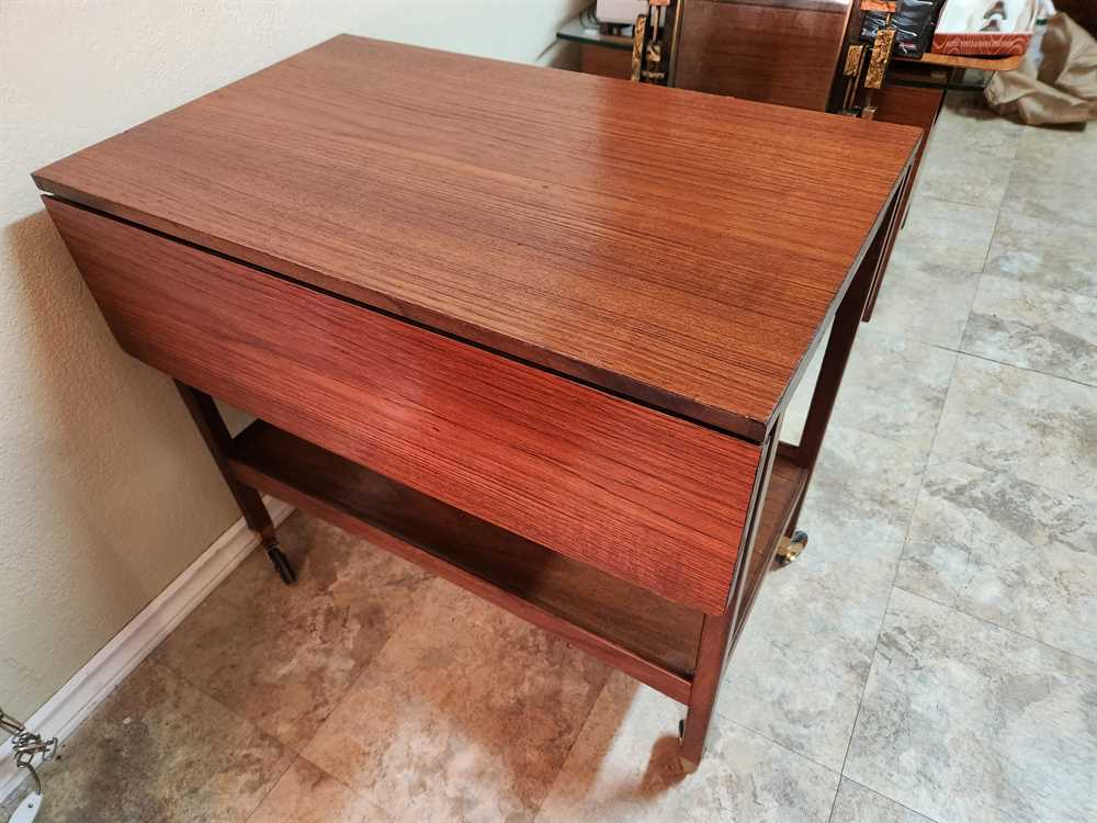 Afrormosia (African Teak) Serving Cart w/ Leaves by Fyne Ladye  of Banbury UK