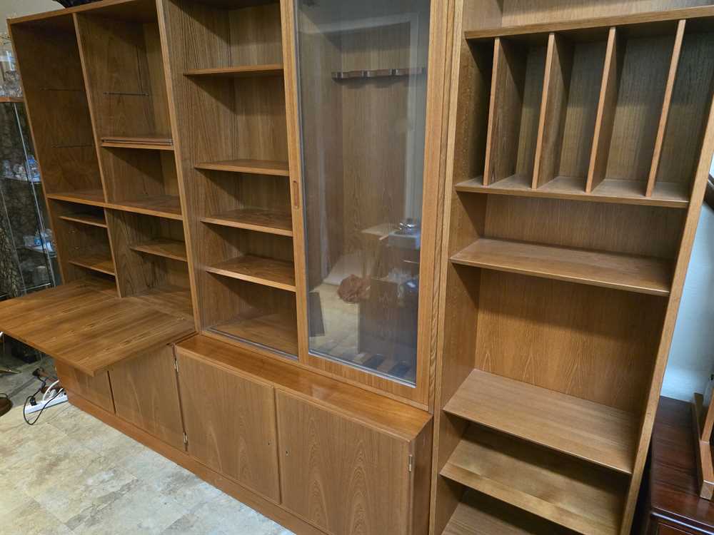 Poul Hundevad 3 Piece (5 Section) Teak Wall unit w/ Guncase