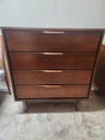 Vic Art Walnut 4 Drawer Tallboy Dresser