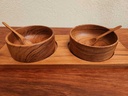 Teak Condiment Tray with bowls and spoons