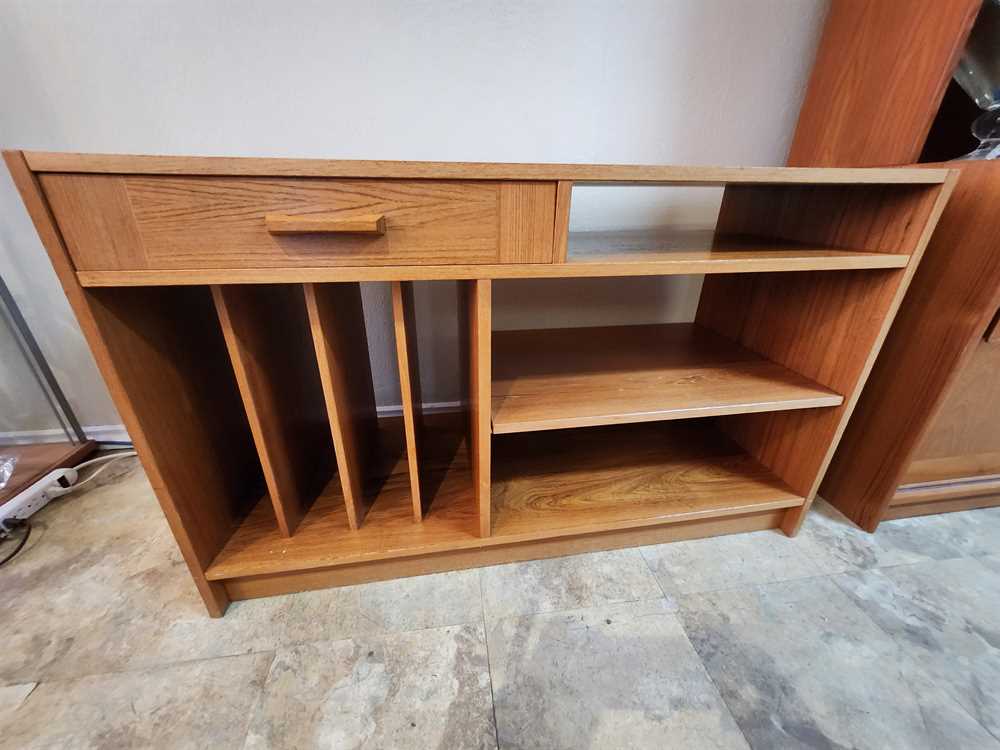 Teak Record Player Stand w/ drawer and sliding shelf