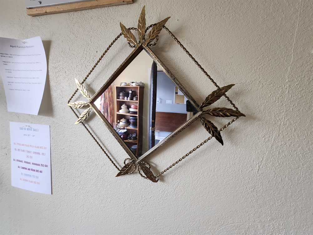 Brass and Wrought Iron Leaf Mirror