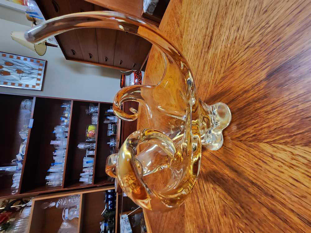 Amber Chalet Glass Basket / Centerpiece