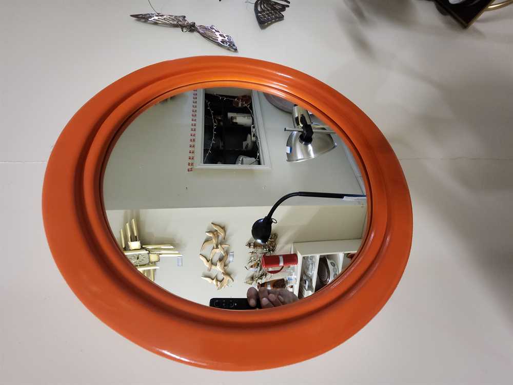 1970 Round Orange Mirror