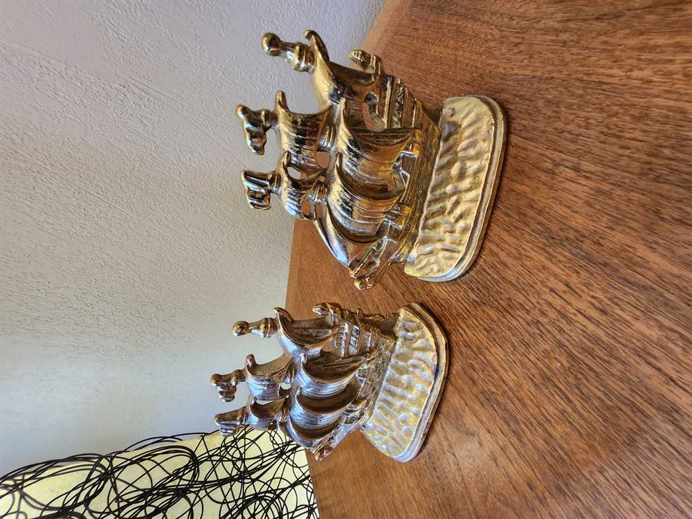 Set of Solid Brass Sailboat Bookends