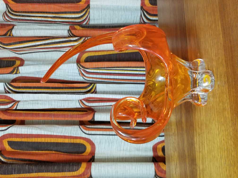 Orange Chalet Glass Basket - Signed