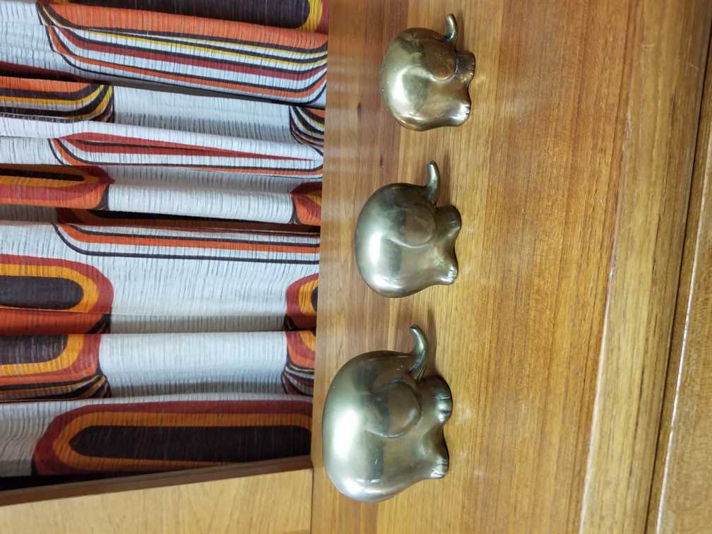 Set of three small brass Elephants