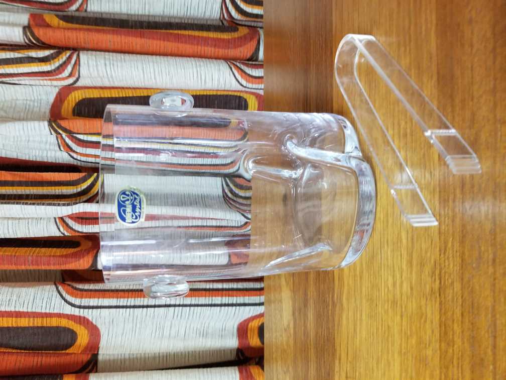 Bohemian Glass Ice Bucket w/tongs