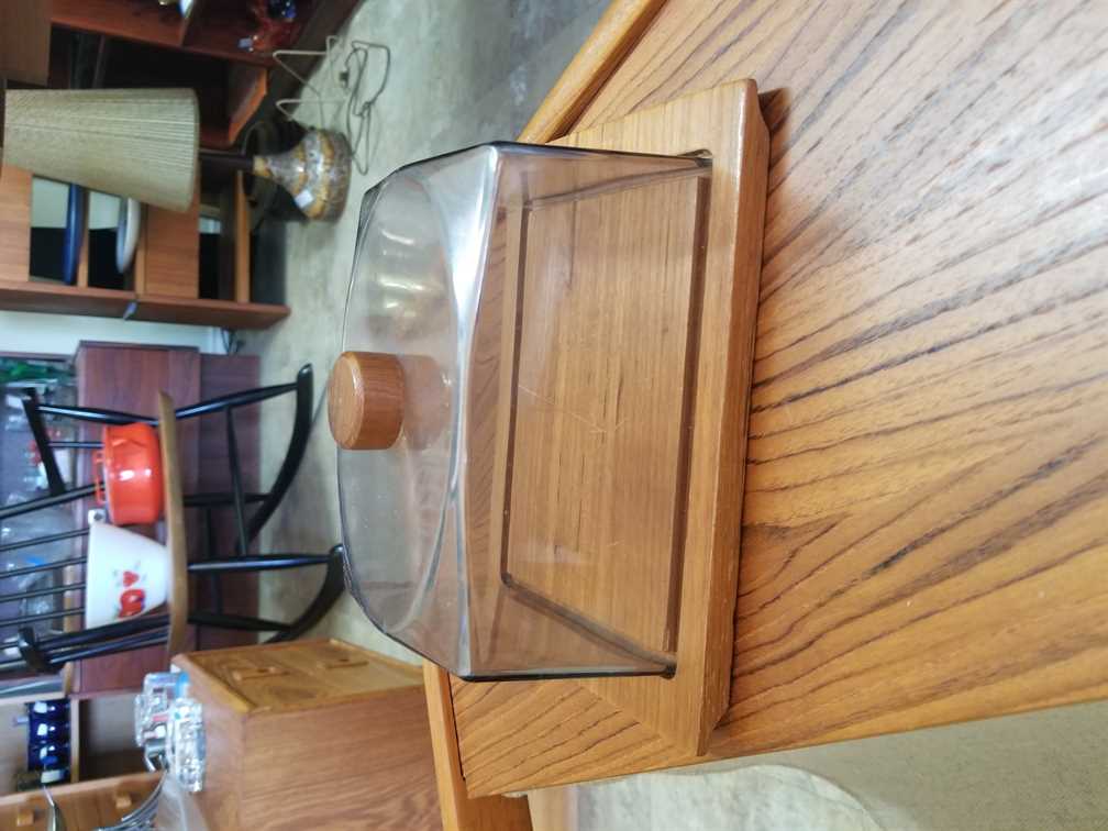 Danish Teak Covered Cheese / Butter Plate