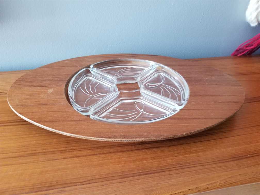 Saito Japan Teak & Glass Condiment Serving Tray