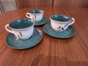 Set of three Denby Greenwheat Teacups & Saucers