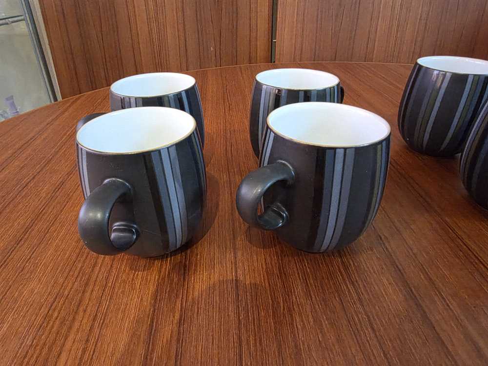 Set of 4 Denby Jet Stripe Coffee Mugs