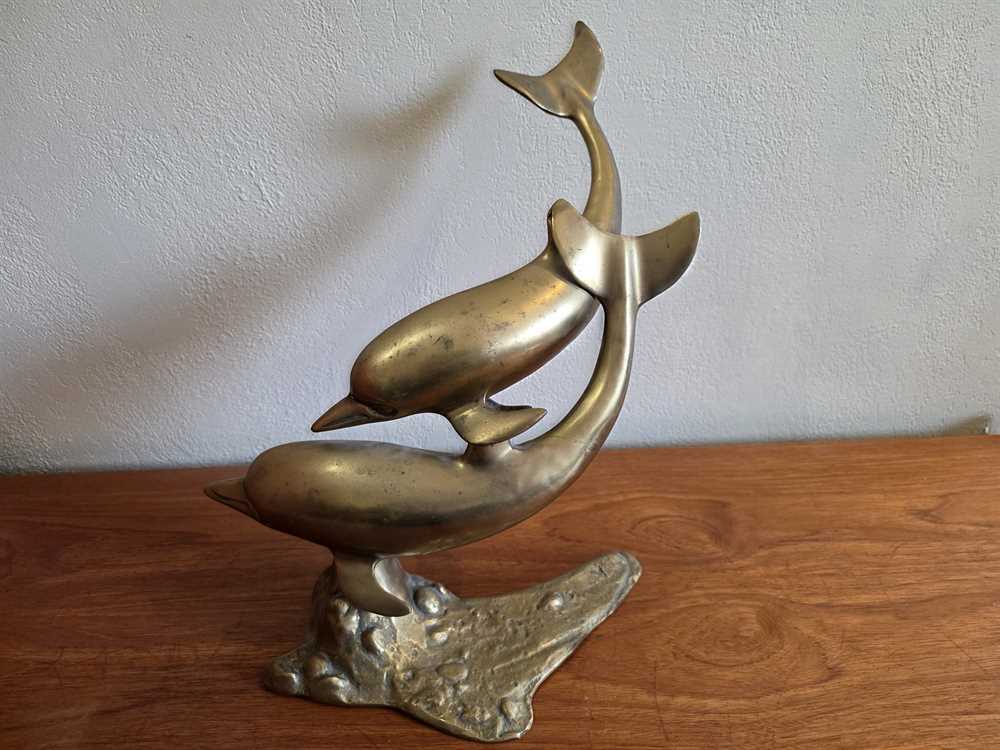 Large Brass Dolphin Pair