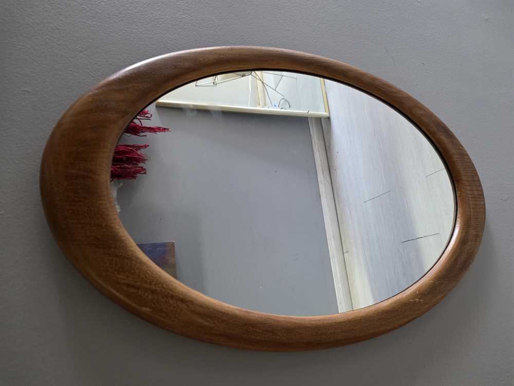 1970's Walnut Oval Wall Mirror