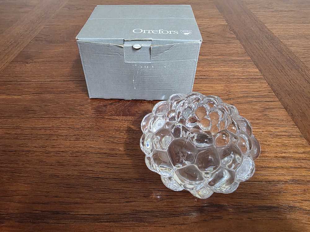 Orrefors Raspberry Votive Holder designed by Anne Nilsson w/ Box