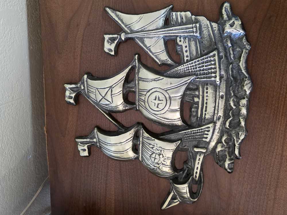 Brass Made In Japan Sailing Ship Wall Hanging