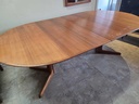 Danish Teak Round to Oval Dining Table w/ 2 Leaves