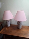 Pair of Teak and Ceramic MCM Table Lamps