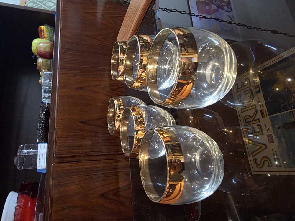 Set of 6 Libbey Gold Band Roly Poly Glasses