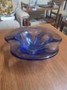 4 Petal Floral Bowl in Blue by Jan Beranek for Skrdlovice Czech Republic, 1960s