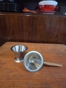 Lundtofte Denmark Teak and Stainless Tea Strainer w/ holder