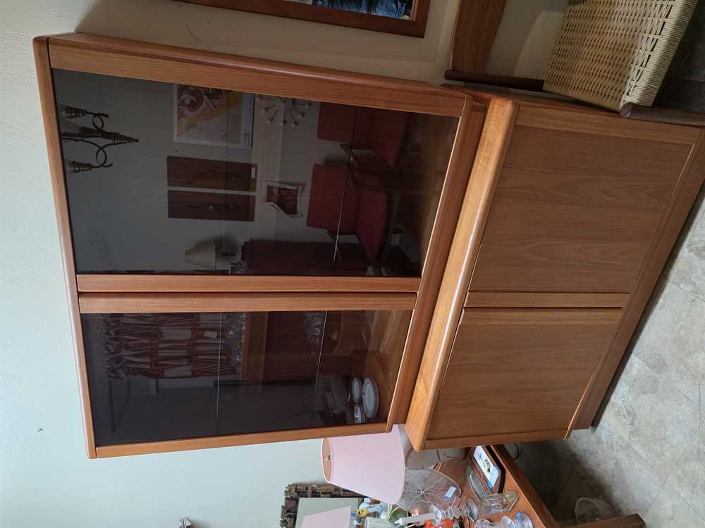 Nordic Furniture Teak Display Cabinet w/Lighting & Smoked Glass Doors