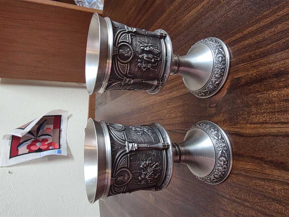 Pair of WMF Zinn Germany Pewter Wine Chalices